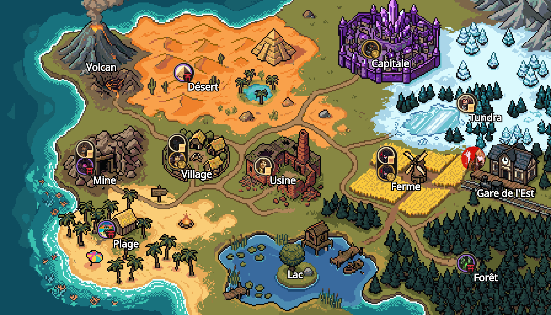 Pixel art map of Enderia